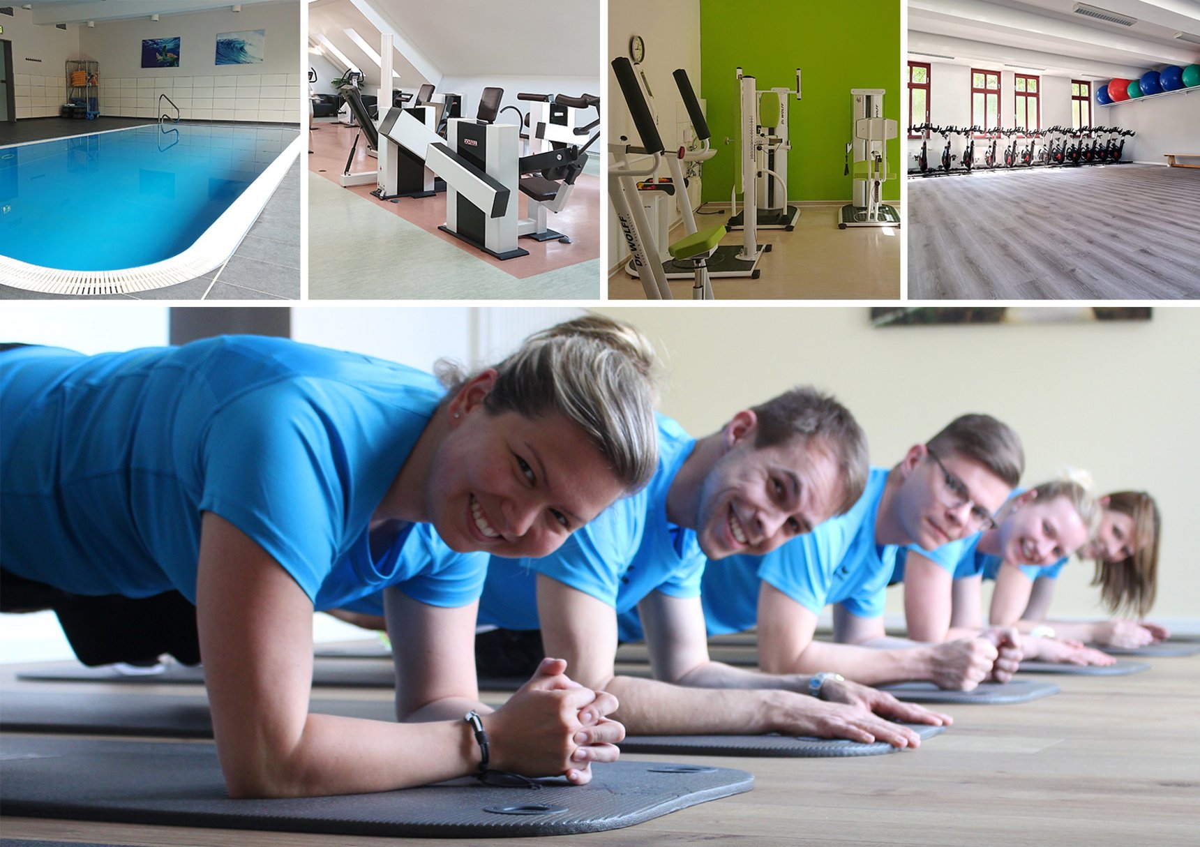 Mitarbeiter von der Orthopädischen Rücken- und Gelenkzentrum Stendal GbR beim Training auf der Isomatte