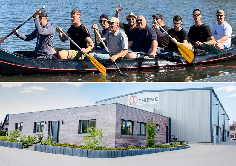 Eine Zusammenstellung diverser Fotos der THIEME Elektromaschinen GmbH & Co. KG: Teamevent, Firmengebäude