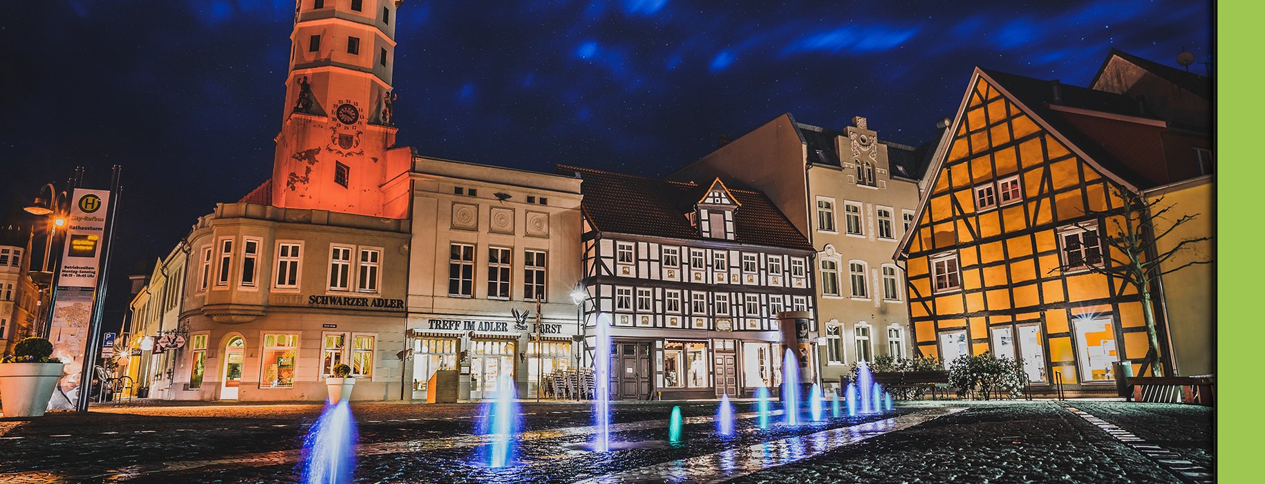 Die Altstadt von Salzwedel in der Nacht.
